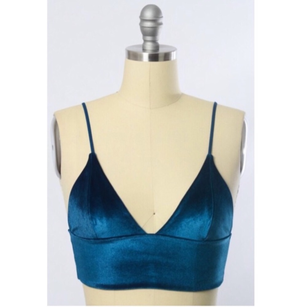 Teal velvet bralette - Picture 3 of 4
